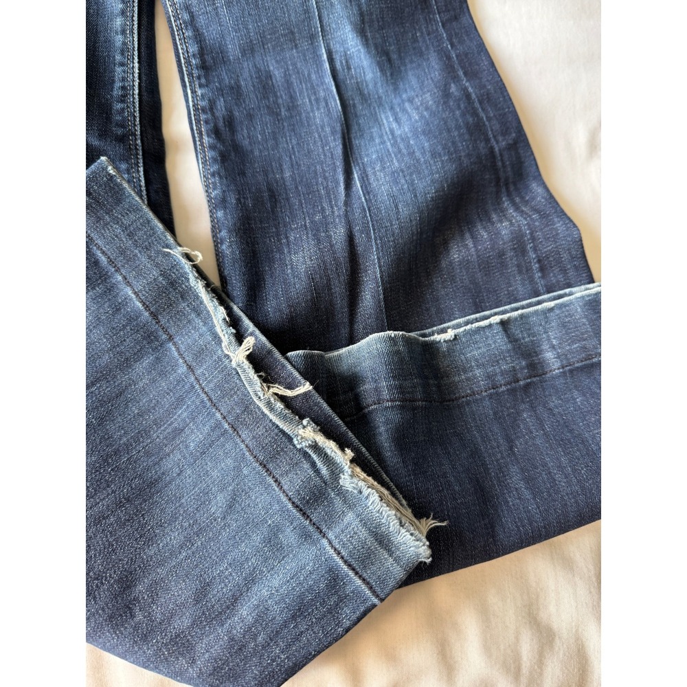 7 For All Mankind Ginger Wide Leg Flare Jeans 24 Dark Wash Boho Retro 70s Y2K - Picture 11 of 16